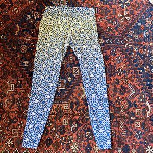 Om Shanti Kaleidoscope Blue yellow leggings